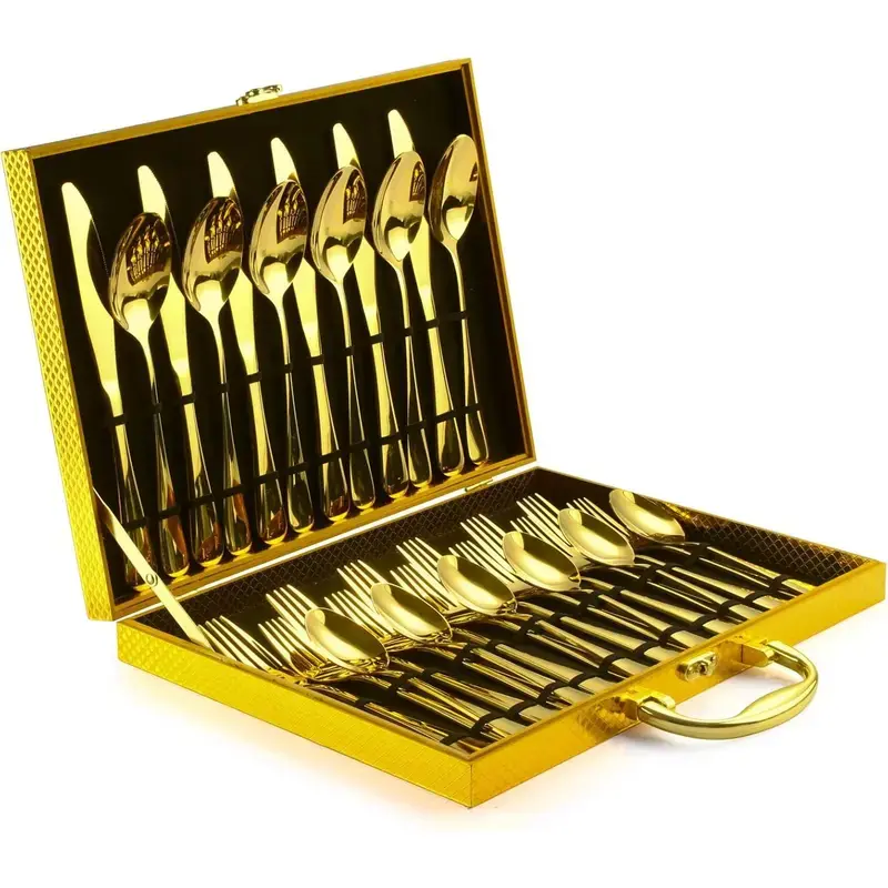 30-Piece Gold Stainless Steel Flatware Set, Mirror-Polished Cutlery Set with Gift Box, Heavy-Duty Silverware for 6, Dishwasher Safe for Home, Wedding, Restaurant & Family Dining