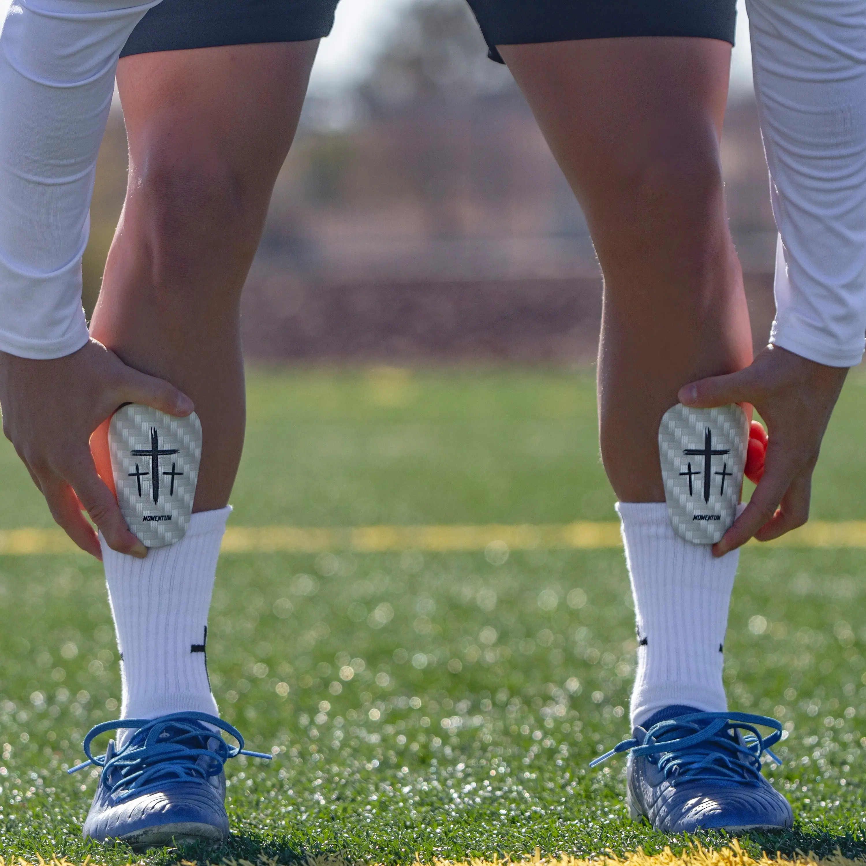 White/Black Cross Shin Mini Guards