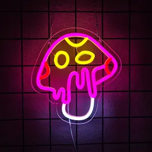 Mushroom Neon Bedroom Decor - Neon Signs, Wall Decor Aesthetic Neon Lights, USB Cute Neon Lights - Easy-to-Install Bedroom Neon Lights, Mushroom Lamps