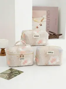 Fashionable embroidered large capacity makeup bag, floral pattern casual beach bag, vintage high-end handbag, zipper portable travel wash bag, portable storage bag, linen splicing mesh makeup bag, travel essential, back to school supplies, soft fabric mak