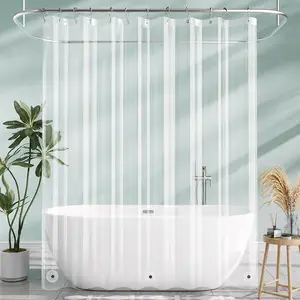 Clear Waterproof Shower Curtain Liner Lightweight PEVA Bathroom Curtain with Magnets & Metal Grommets
