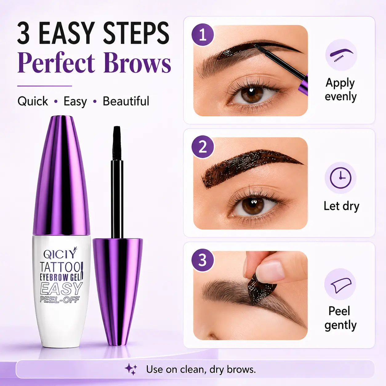 Eeybrow tint，Easy Peel-Off Eyebrow, Film Forming, Gel- &Sweatproof, Long-Lasting Black or Brown TattooTint, Medium Coverage for All SkinTypes #birthday gift,summervibes outdoorfun hour waterproof Makeup Cosmetic