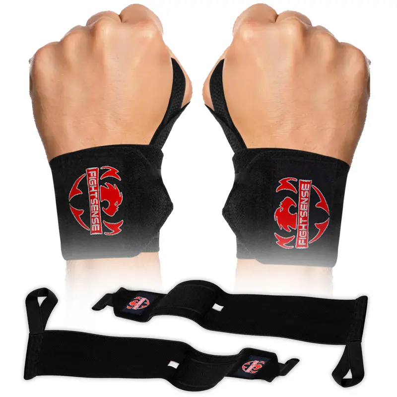 FIGHTSENSE 18” Premium Wrist Wraps for Weightlifting – Heavy Duty Thumb Loop Straps for Powerlifting, Strength Training, Bodybuilding, & Wrist Support