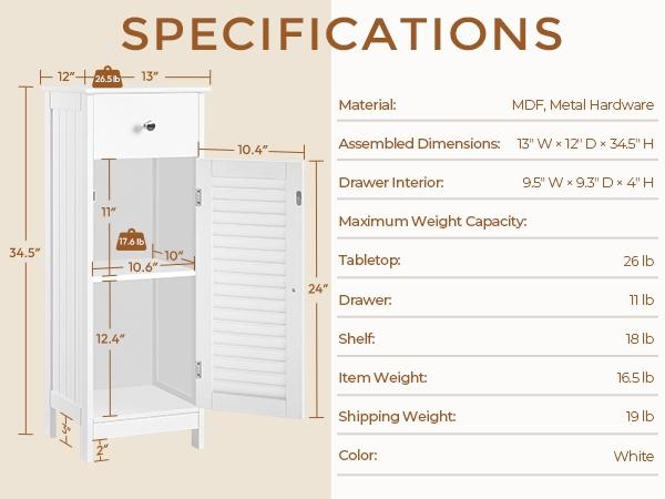 Yaheetech Narrow Bathroom Storage Cabinet with Drawer, Floor Cabinet with Anti-Tip Kit, Slim Floor Organizer for Bathroom or Kitchen Corner Yaheetech Narrow Bathroom Storage Cabinet with Drawer, Floor Cabinet with Anti-Tip Kit, Slim Floor Organizer for Bathroom or Kitchen Corner