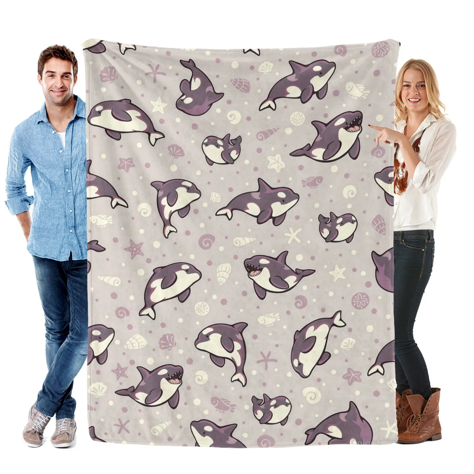 Kawaii Orca Pattern Blanket | Your New Cozy Ocean Companion he Most Whimsical Gift for Orca Lovers | Soft Ocean Blanket Orca Pattern Flannel Throw | Elevate Your Space With Calm, Ocean Vibes