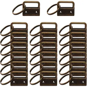 Key Fob Hardware, 20 count 1 Inch  Hardware Set with Split Ring for Wristlet, Key Lanyard,  Making Kit Crafts DIY Supplies for Gifts (Bronze)