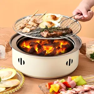 Portable Desktop Grill in Stainless Steel with Grill Mesh | Designed for Domestic Use, Split Charcoal Grill, Indoor and Outdoor Use