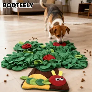 Apple Tree Shaped Food Hiding Toy for Pets with Scent Pad, Worm Design, Interactive Feeding Puzzle Toy, Teeth Cleaning and Chewable Washable Material, Satisfies Dogs' Scent Exploration Instinct Pet Product
