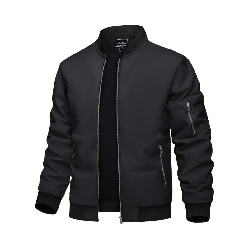 Men's Classic Thermal Bomber Jacket - Lightweight, Soft, Warm, and Windproof with Multi-Pockets, Stand Collar, and Zipper Closure - Perfect for Dating, Running, Party, Working, and Daily Wear in Spring and Fall Seasons