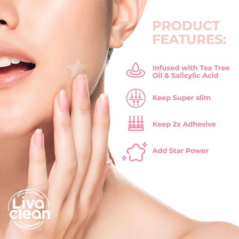 LivaClean 240 CT Star Pimple Patch - w/Salicylic Acid & Tea Tree Oil - Pink & White Acne Patches Star - Pimple Patch Cute - Cute Pimple Patches - Star Pimple Patches for Face - Star Pimple Patches Skincare Blemish