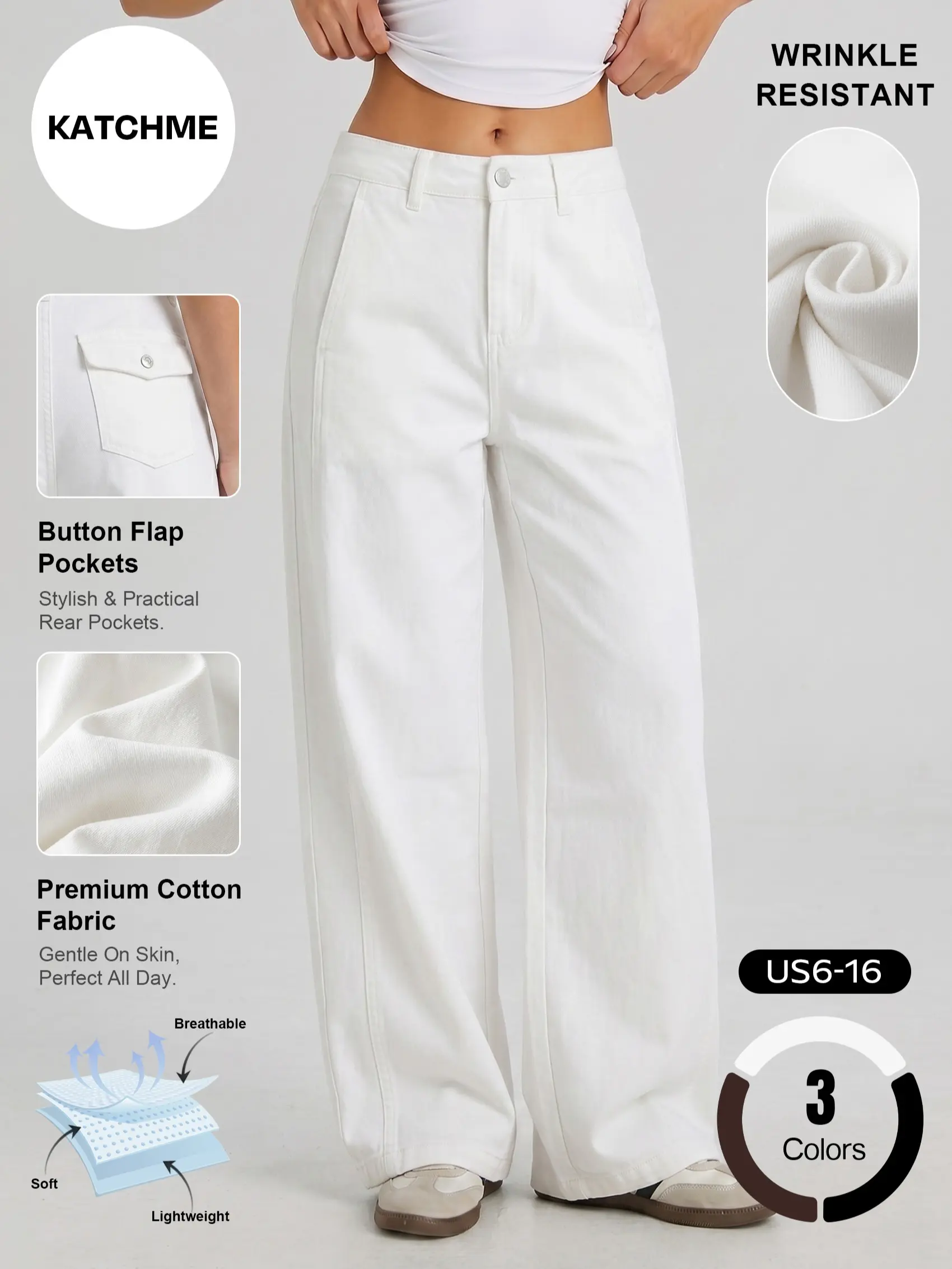 Katch Me Chic Women's Versatile High Waist Wrinkle-Resistant Wide Leg Jeans, Durable Skin-Friendly Cotton Loose Trousers, Classy Stretch Women's Bottom, Streetwear Outfits #TikTokMadeMeBuyIt #ComfyOutfit #WideLegJeans #Stretchy #StreetStyle
