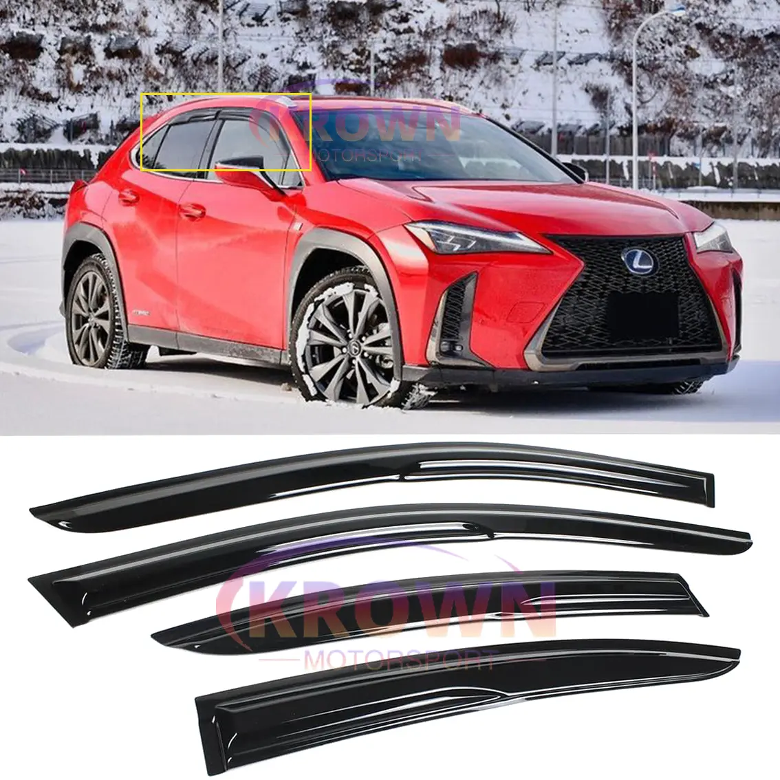 FITS 2019-2026 LEXUS UX200 UX250h JDM 3D WAVY MUGEN STYLE WINDOW VISOR RAIN GUARD VENT DEFLECTOR