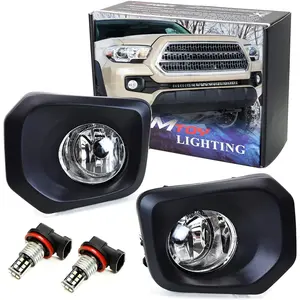 iJDMTOY Clear Lens Fog Lights Foglamp Kit with Xenon White 15-SMD LED Bulbs, Bezel Covers, On/Off Switch & Wiring Relay For 2016-23 Toyota Tacoma