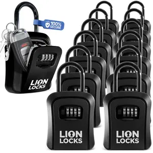 Lion Locks Key Lock Box with 4-Digit Code (12 Pack) - Portable Waterproof Realtor Lockbox for Keys, Outdoor