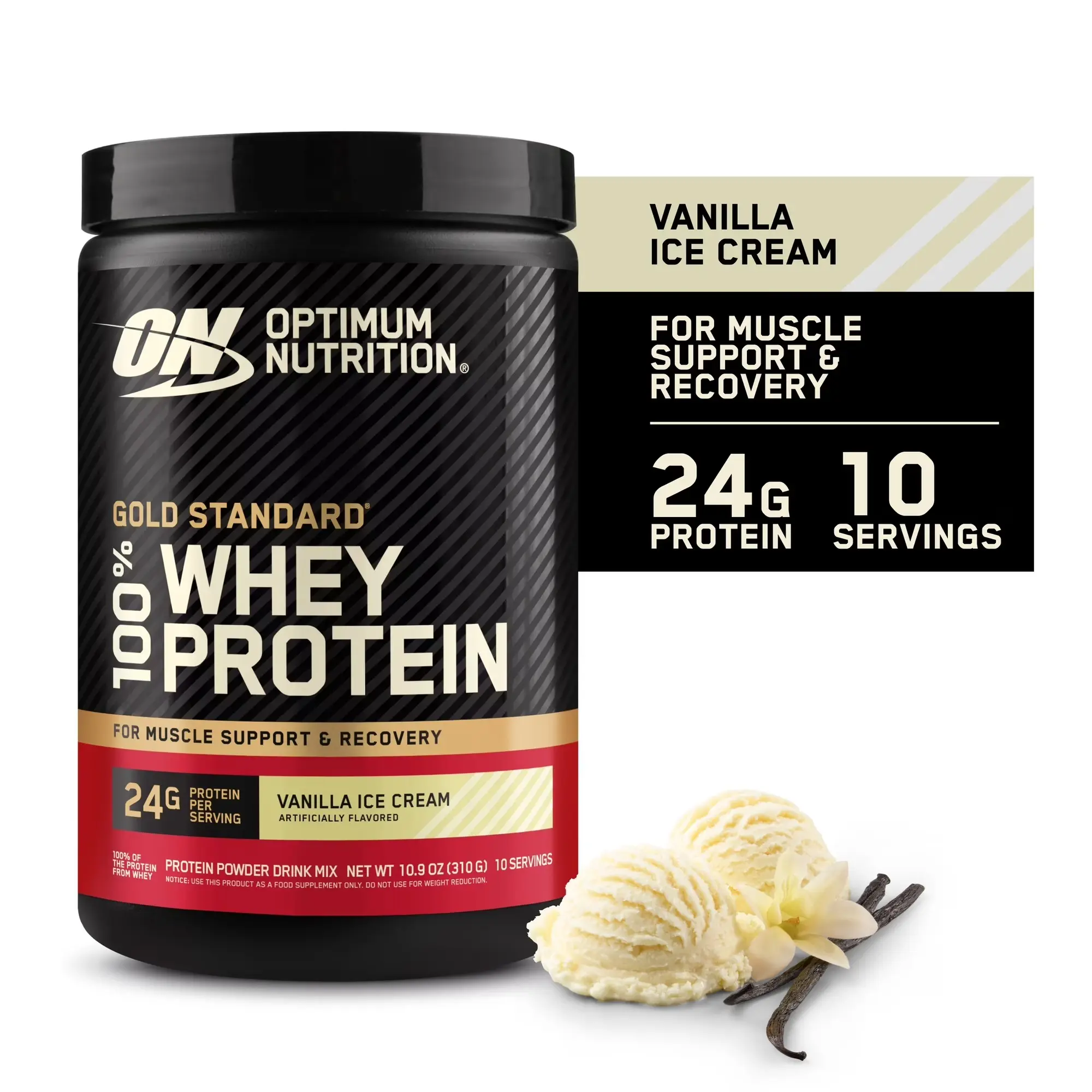 Optimum Nutrition Gold Standard 100% Whey Protein Powder, Vanilla Ice Cream, 10 Servings Healthcare Muscle