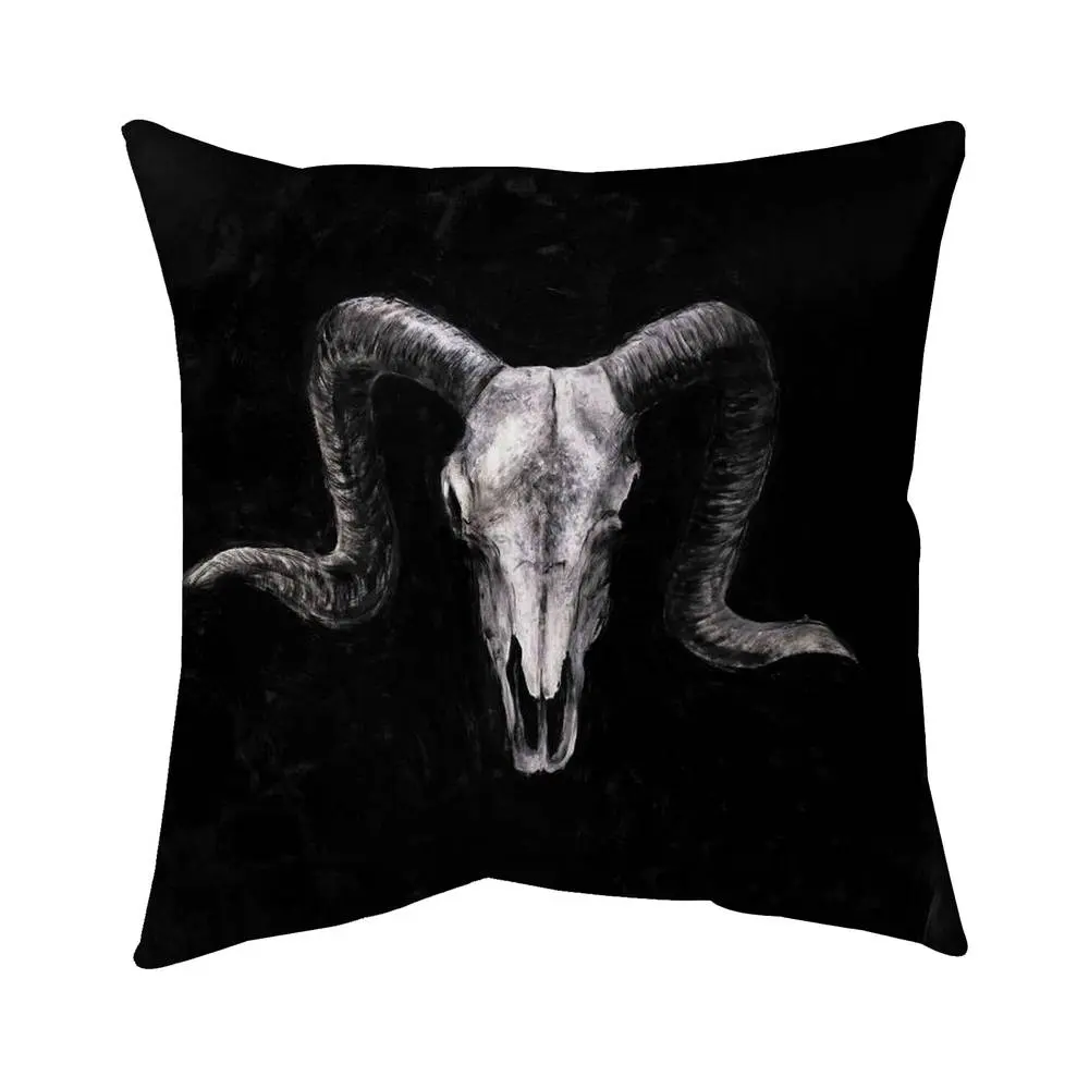Begin Home Decor 5541-1616-AN226 16 x 16 in. Gray Rustic Farm Animal Pillow - Ram Skull Grunge Home Decor