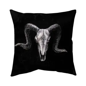 Begin Home Decor 5541-1616-AN226 16 x 16 in. Gray Rustic Farm Animal Pillow - Ram Skull Grunge Home Decor