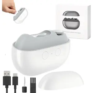 3 in 1 Electric Nail Clipper for Seniors Rechargeable Automatic Trimmer with LED Light and File Quiet Portable Grooming Tool for Fingernails and Toenails White