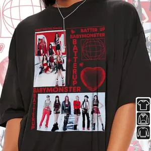 Babymonster Kpop Shirt, Batter Up Album Sweatshirt 5, Babymonster Vintage Retro Graphic Music Unisex Gifts Hoodie