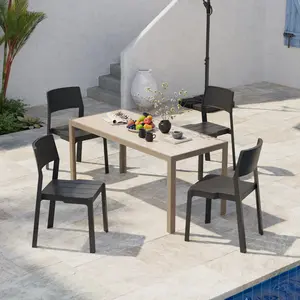 VECELO Outdoor Patio Dining Chairs Set Of 4, Stackable Plastic/Resin Side Chair For Indoor Outdoor, 4 Pieces Bistro Chairs For Balcony, Garden, Backyard