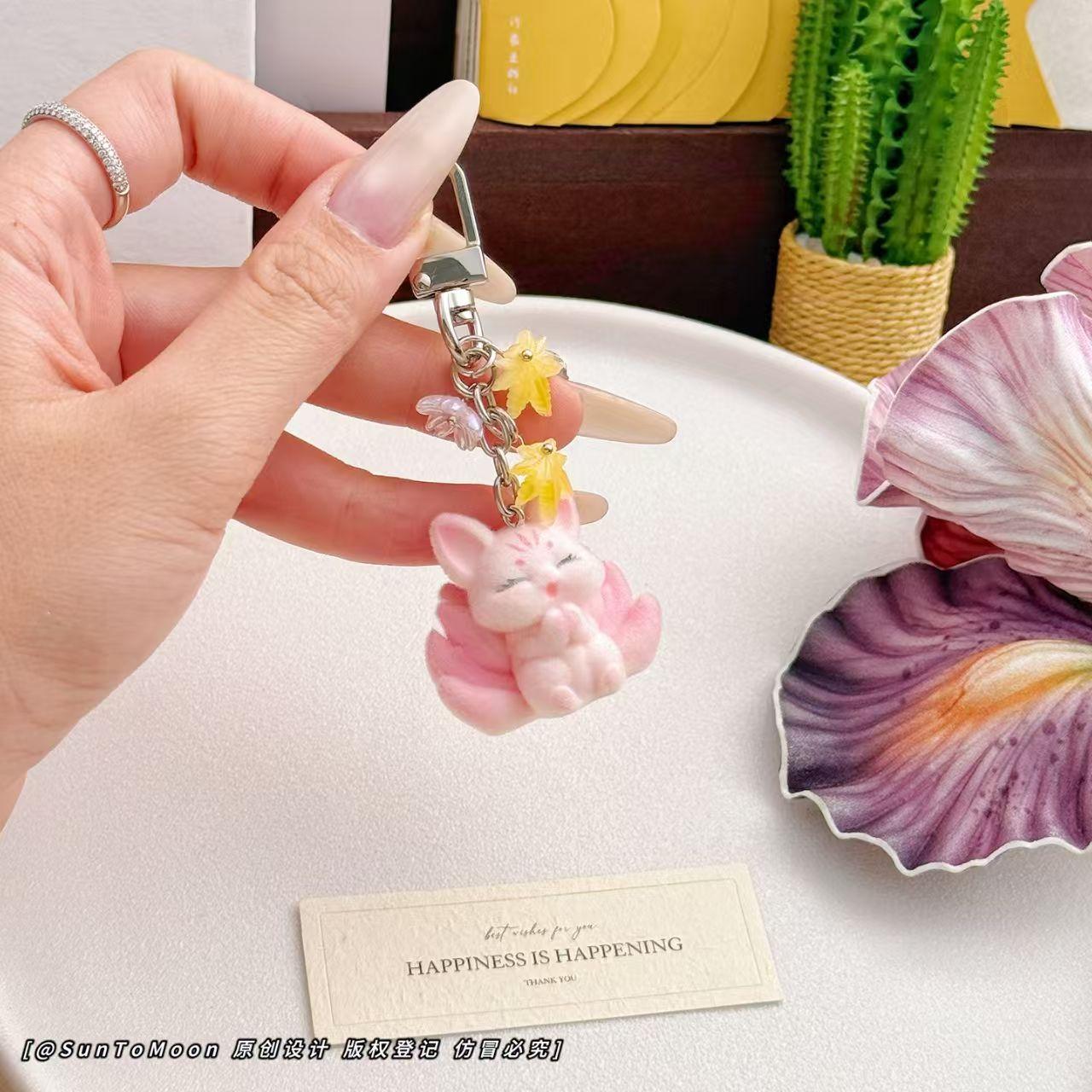 Girl Nine Tailed Fox Cartoon Fashion Pendant Bag Decoration Keychain Cute Student Hanging Gift