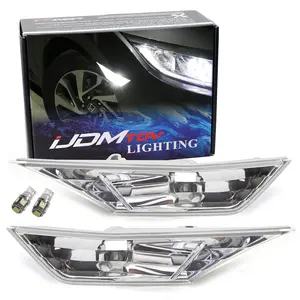 iJDMTOY JDM Clear Lens White LED Bulb Front Side Marker Light Kit For 2016-21 Honda Civic Sedan/Coupe/Hatchback