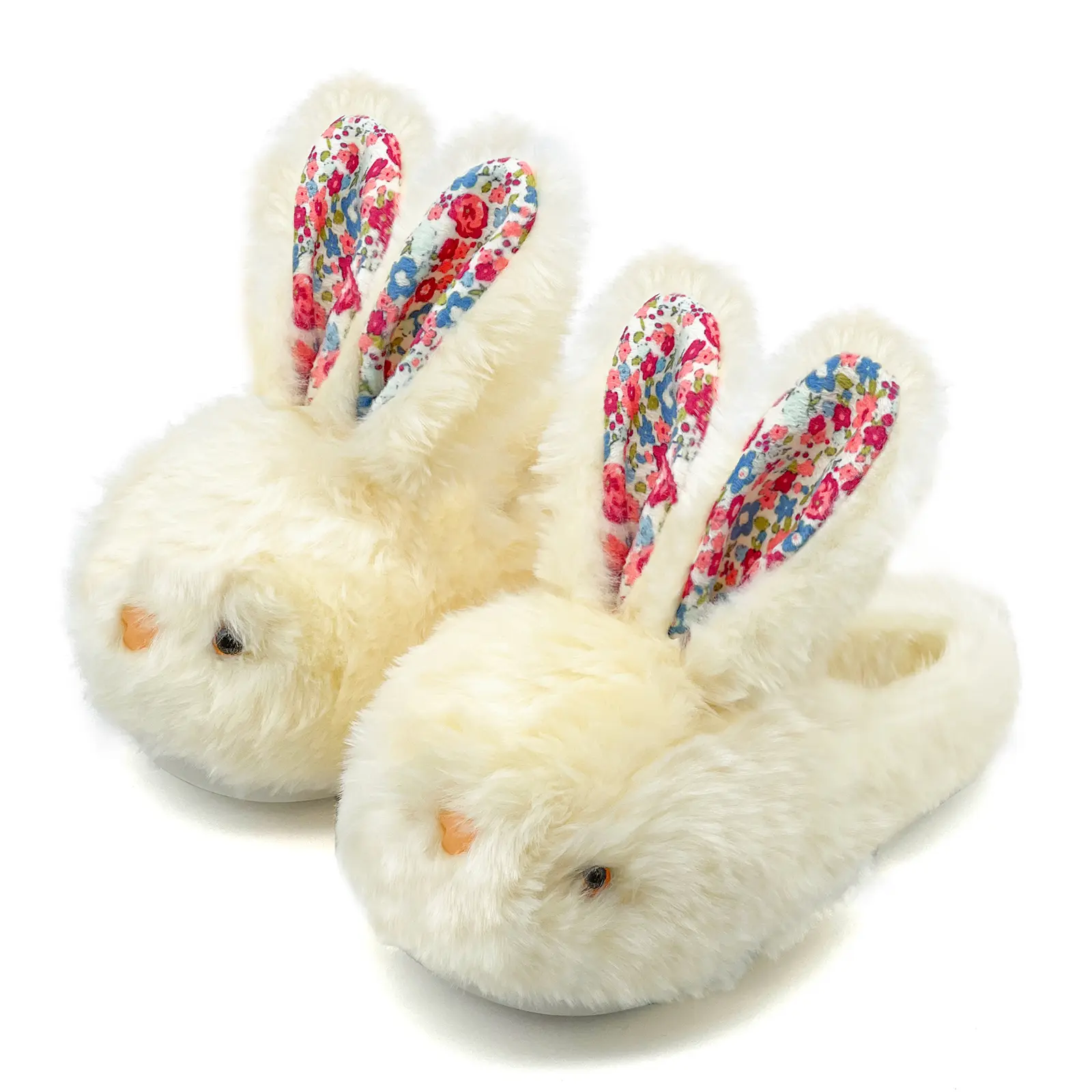 Lumubby Toddlers' Slide Slippers - Fuzzy Warm Bunny Home Footwear with 3D Eyes & Ears, Non-Slip Cotton Indoor Winter Girls' Slippers, Slide Slipper, Fuzzy Warm Slippers
