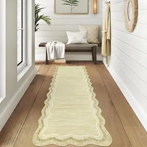 GARVEE 2x6 Washable Runner Rug Modern Plain Home Decor Non Slip Non Shedding Runner Rug Stain Resistant Indoor Carpet Low Pile Floor Cover For Kitchen Hallway Laundry Entryway,Beige/Brown