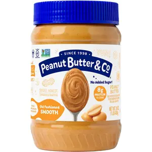 PEANUT BUTTER & CO Old Fashioned Smooth Peanut Butter - No Added Sugar, 8g Protein, Clean Peanut Flavor, 100% USA Grown Peanuts