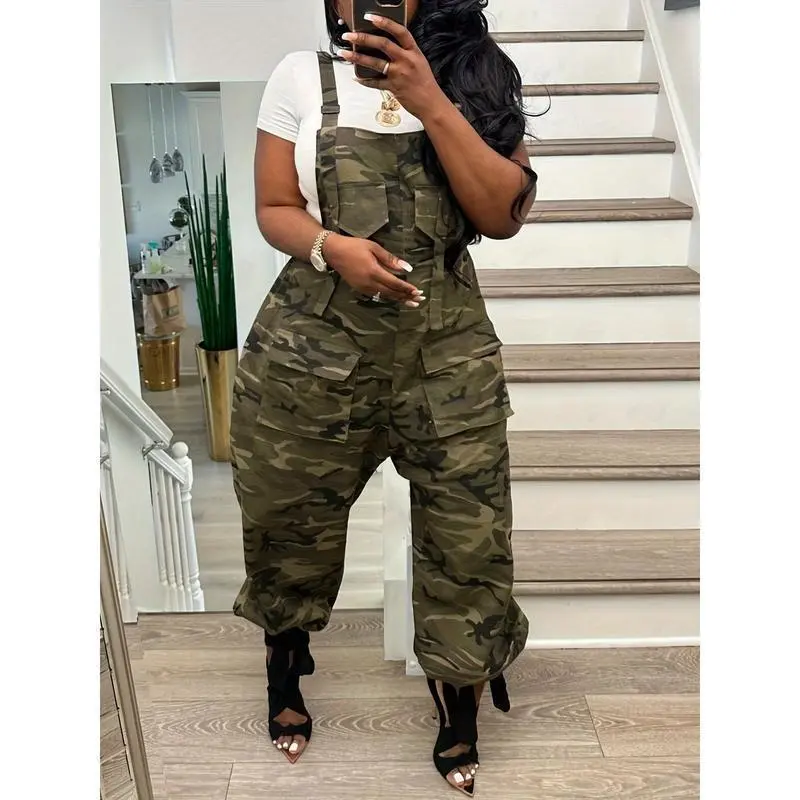 Camo overalls Jumpsuit -overalls Oversized Utility Jumpsuit w/ Multi-Pockets |   Streetwear & Casual One-Piece for Women For Spring/Summer