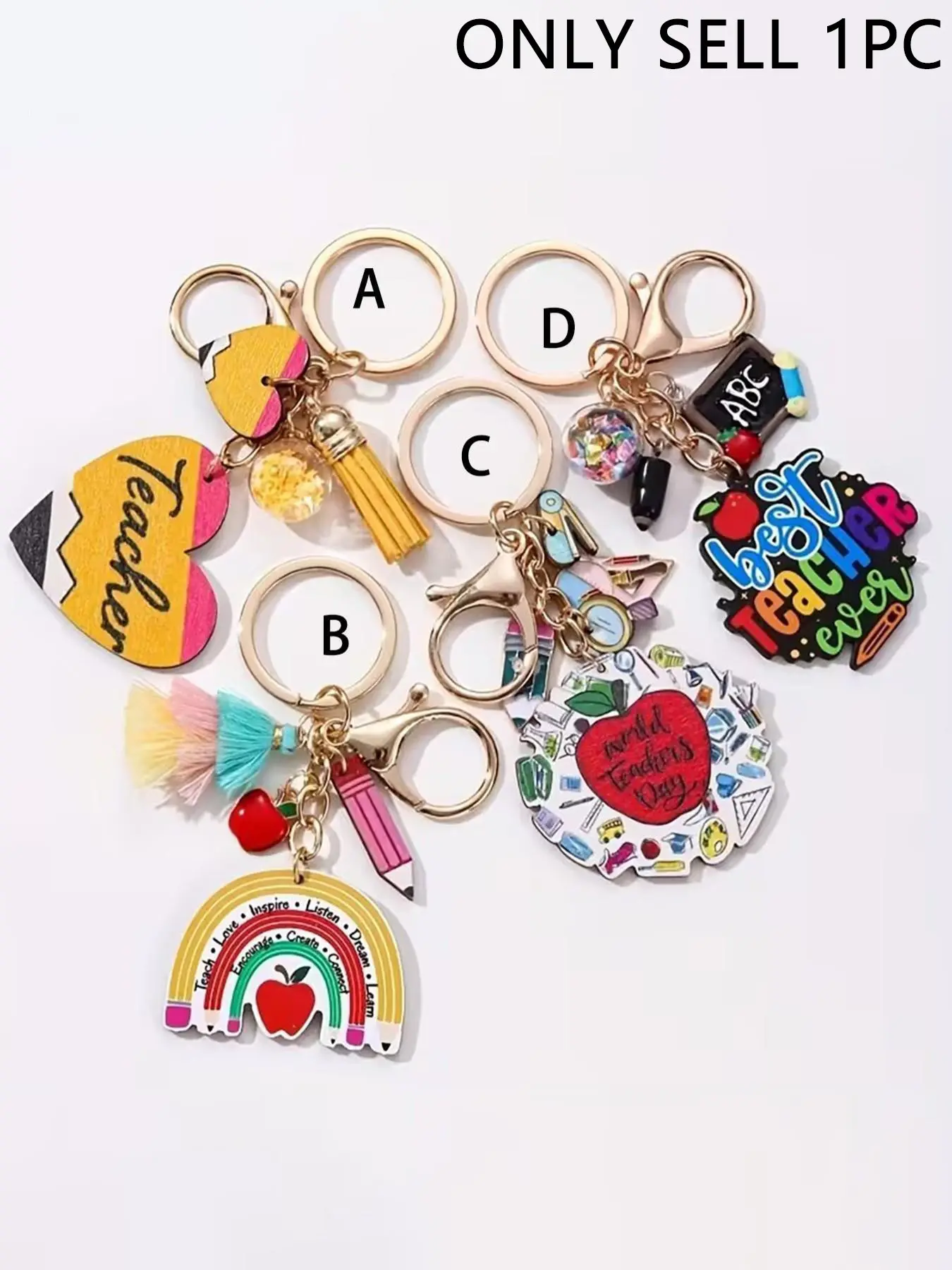 Teacher Appreciation Acrylic Keychain, Trendy Cute Keychain, Cute Cartoon Character Design, Perfect Gift for Graduation Season, Classic College Style Car & Bag Accessory, Cute Keychains For Car Keys