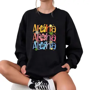 Hawaiian Hibiscus and Shaka Women’s Long Sleeve Sweatshirt – Cute Aloha Vacation Wear
