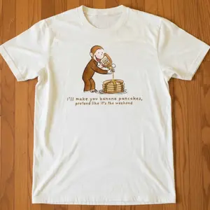 Curious Georgeee Tshirt, Monkey pancake Tee, cartoon shirt for him for her, gift, crewneck, unisex shirt