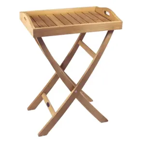 212 MAIN Solid Teak Folding Serving Tray with Legs, Outdoor Folding Table, Folding Tables