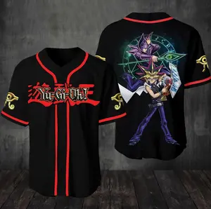 BaseMode YugiOh Dark Anime Baseball Jersey Japanese Anime Baseball Jersey Gift For Anime Lover Fan Loose Fit 100% Polyester Warp Knitted Fabric