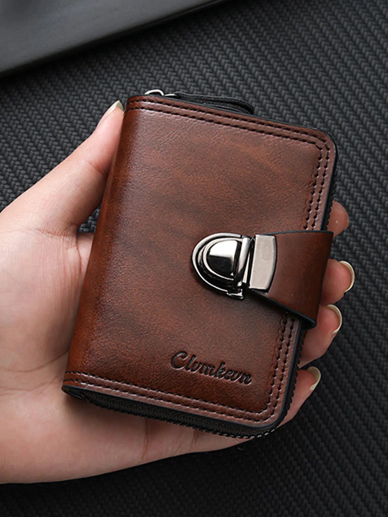 Men's Short Zipper Wallet with Lock, Business Card Holder, Multi-Card Slots, Large Capacity, Travel Safety, Gift, Valentine's Day, Business Fashion Wallet, Business Style Wallet