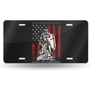 Knight Templar American Flag License Plate, Car Tag, Personalized Car Tag, Custom Front Plate, Monogram License, Personalized License Plate
