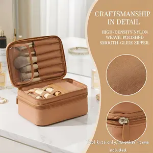 New Portable Oxford Fabric Makeup Bag with Dividers, Fashionable Handheld Cosmetic Organizer, Ideal for Travel and Daily Use