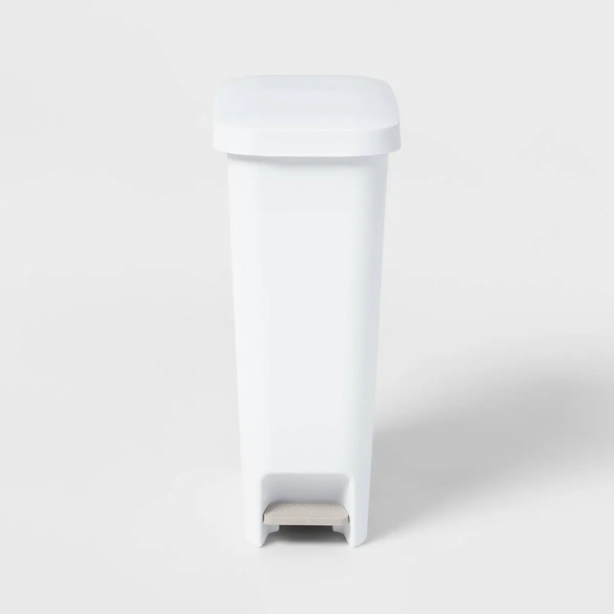 11gal Slim Step Trash Can - Brightroom: White Pedal-Operated Lid, Textured Indoor Kitchen Trashcan, 11 Gallon Capacity