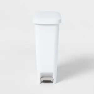 11gal Slim Step Trash Can - Brightroom: White Pedal-Operated Lid, Textured Indoor Kitchen Trashcan, 11 Gallon Capacity