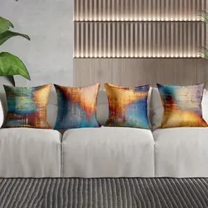 4PCS Print Vintage Abstract Throw Pillow Covers, Messy Rust Painting Decorative Pillow Cases Home Decor For Couch Sofa Living Room Bedroom, Only pillowcase, no pillow core