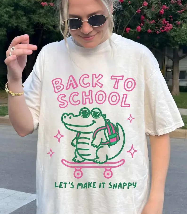 Back To School Shirt, Cute Alligator Teacher Shirt, Let's Make It Snappy Tee, First Day of School Gift, Student School Graphic Tee