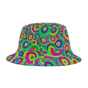 Psychedelic Bucket Hat: Neon Cortex Design, Trippy Rave Fashion