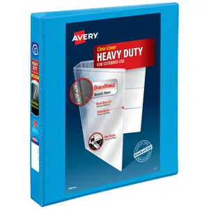 Avery Nonstick Heavy-Duty View 3 Ring Binder, 1" One Touch Slant Rings, 1 Light Blue Binder (05301)