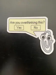 Am I overthinking this sticker, Clippy sticker, therapy sticker, fun laptop, water bottle sticker, vinyl decal, nerdy geeky sticker