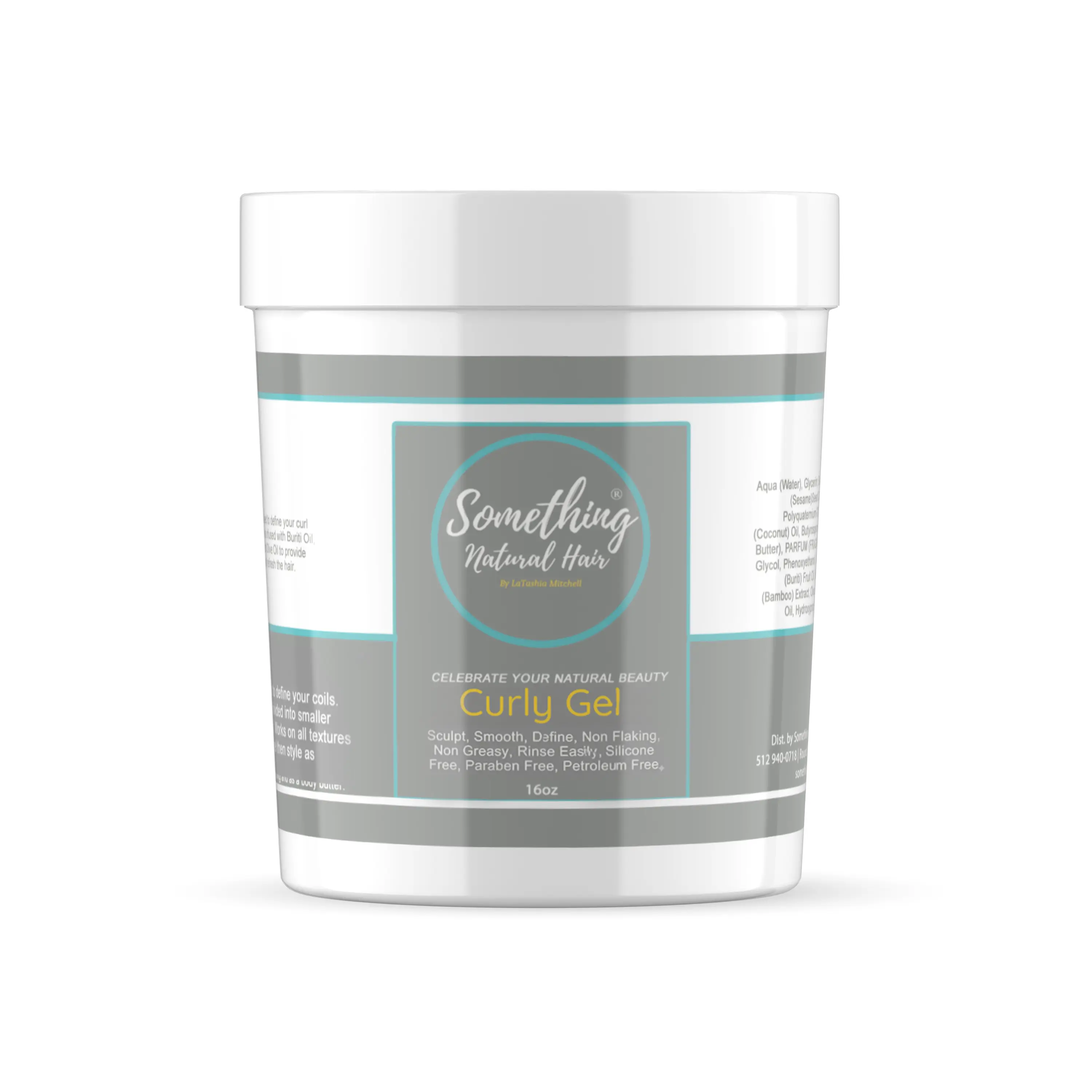 Something Natural Haircare- Curly Gel, Smooth Define Non-Frizz Formula for Natural Beauty 16oz