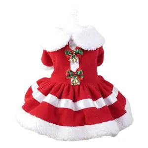 Christmas Pet Clothes Bells Christmas Dog Dress Cat Christmas Apparel Puppy Dress Holiday Girls Dog Costume