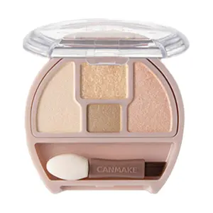 CANMAKE Japan 4-Color Creamy Touch Liner Eyeshadow Palette - Shimmer Highlight, Contour - #01 Apricot Beige - Natural Daily Makeup Look