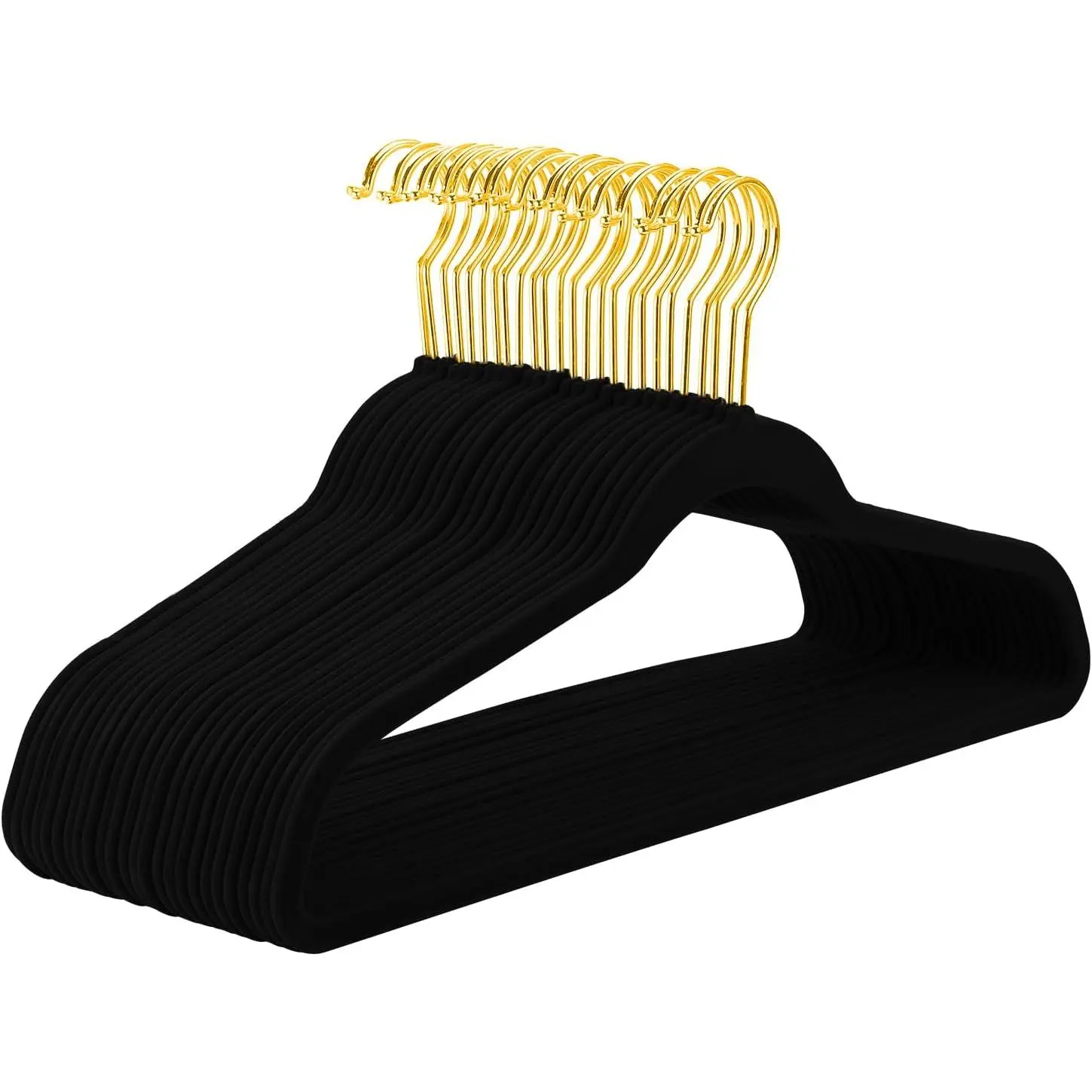 Black  Hangers 60 Pack,  Clothes Hangers Non-Slip Felt Hangers,Sturdy Black Heavy Duty Coat Durable Suit Hanger for Space Saving, No Flocked Marks