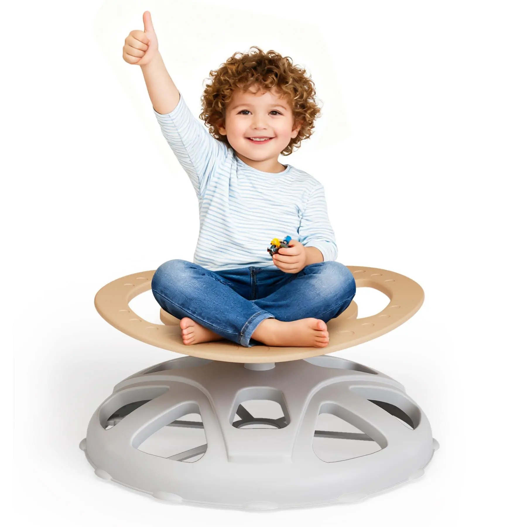 Kids Sensory Swivel Chair - Autism Spinning Chair with Safety Handle & Non-Slip Base, Enhances Body Coordination & Balance Training